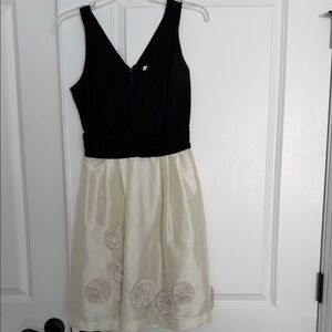 Elegant Black and Cream Sleeveless Dress